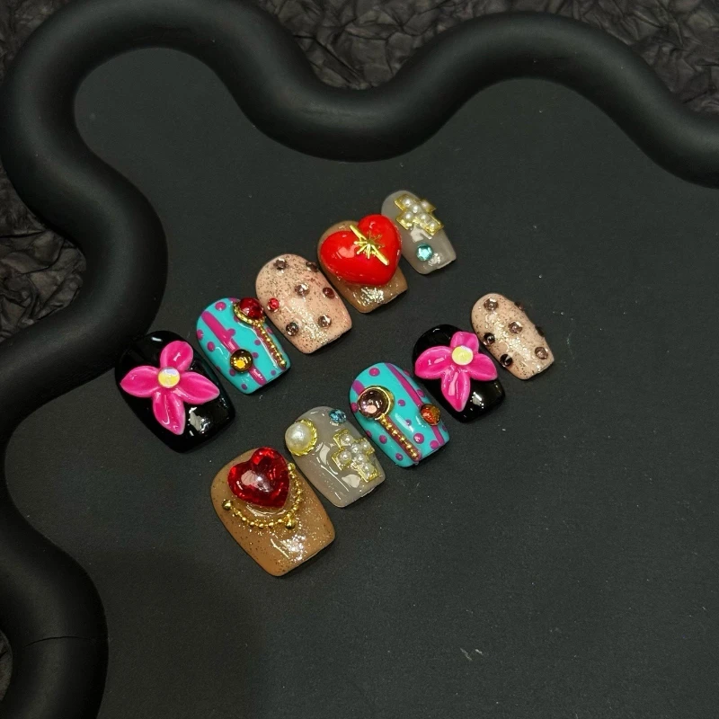 10PCS Handmade Y2K Hot Girl Fake Nails Press on Nails Millennial Style Sweet Cool False Nails Indie Retro Design Trendy Nail Art
10PCS Handmade Y2K Hot Girl Fake Nails Press on Nails Millennial Style Sweet Cool False Nails Indie Retro Design Trendy Nail Art