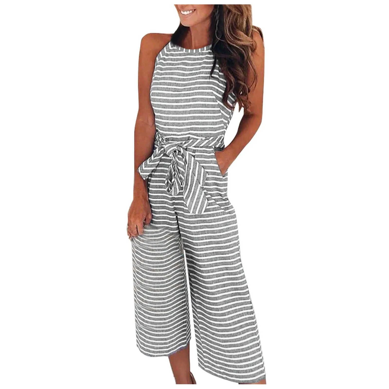 Jumpsuit Lady Outfit Elegant Women Sleeveless Jumpsuits Sexy Halterneck Long Rompers Wide Leg Pants Fashion Stripped Bodysuit
Jumpsuit Lady Outfit Elegant Women Sleeveless Jumpsuits Sexy Halterneck Long Rompers Wide Leg Pants Fashion Stripped Bodysuit
