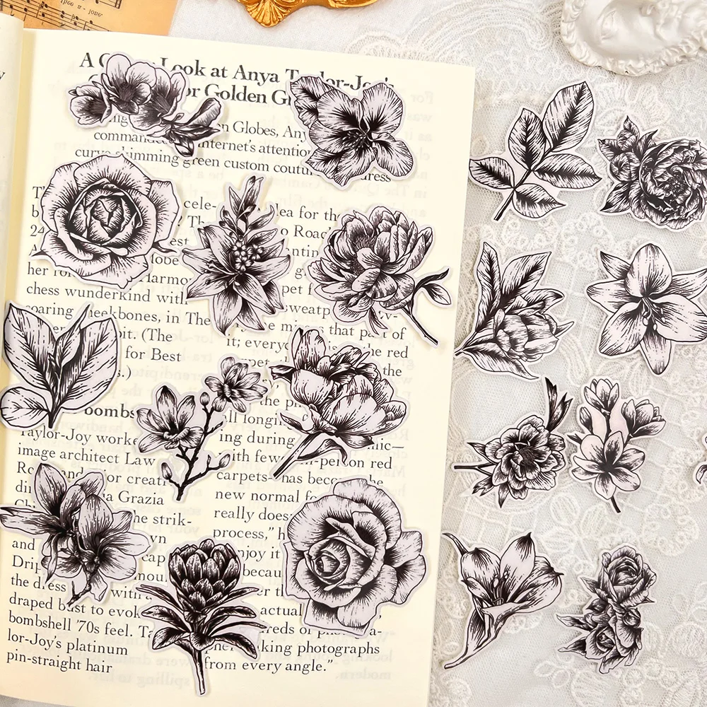Vintage Black White Flower Stickers DIY Scrapbooking Diary Photo Album Junk Journal Happy Planner Decorative Gift Sticker
Vintage Black White Flower Stickers DIY Scrapbooking Diary Photo Album Junk Journal Happy Planner Decorative Gift Sticker