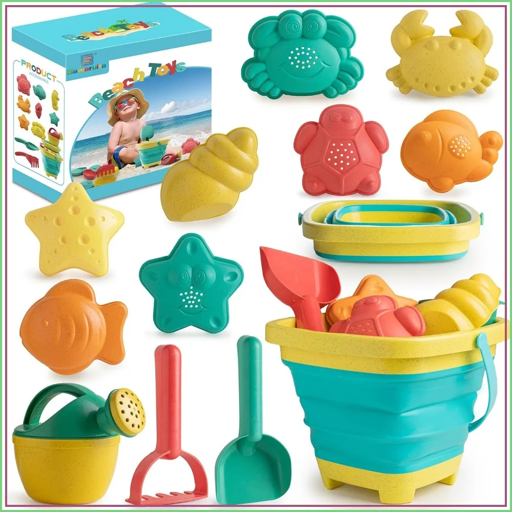 12PCS Beach Sand Toys Set with Collapsible Bucket Shovel and Rake for Sandcastle Building
12PCS Beach Sand Toys Set with Collapsible Bucket Shovel and Rake for Sandcastle Building