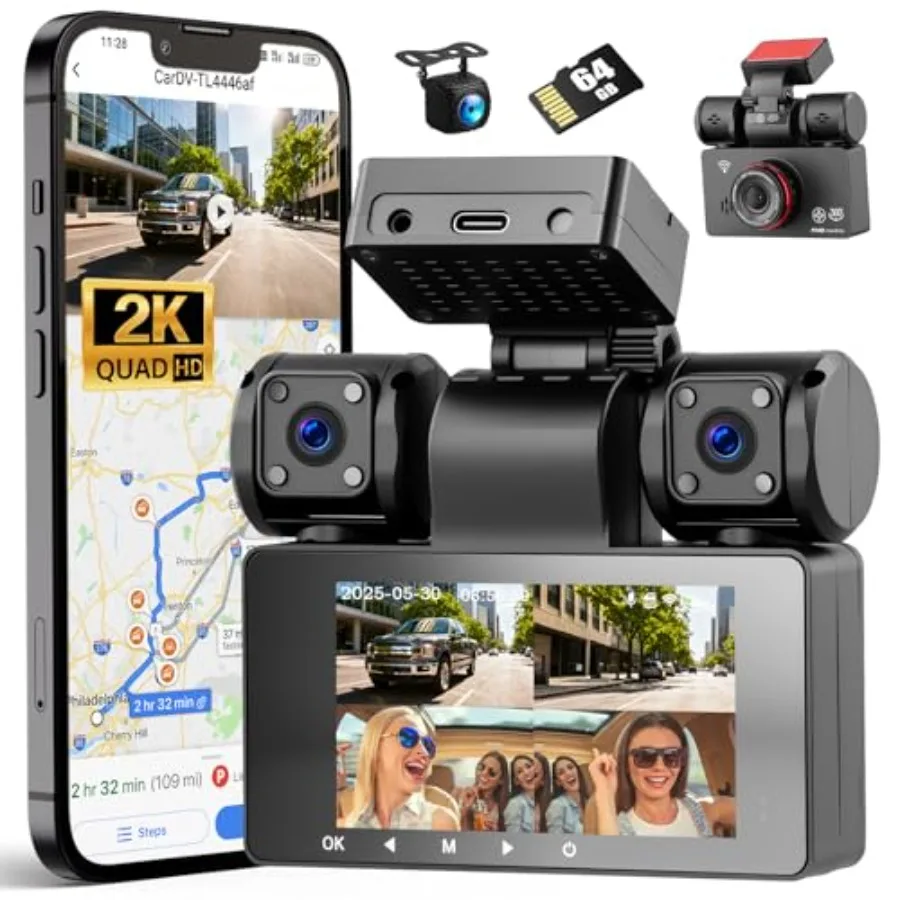 4 Channel Dash Cam for Cars: 360 View 2K Front/Rear/Inside/Left/Right, 3 Screen, GPS/Wi-Fi/App Control, Night Vision, G-Sensor,
4 Channel Dash Cam for Cars: 360 View 2K Front/Rear/Inside/Left/Right, 3 Screen, GPS/Wi-Fi/App Control, Night Vision, G-Sensor,