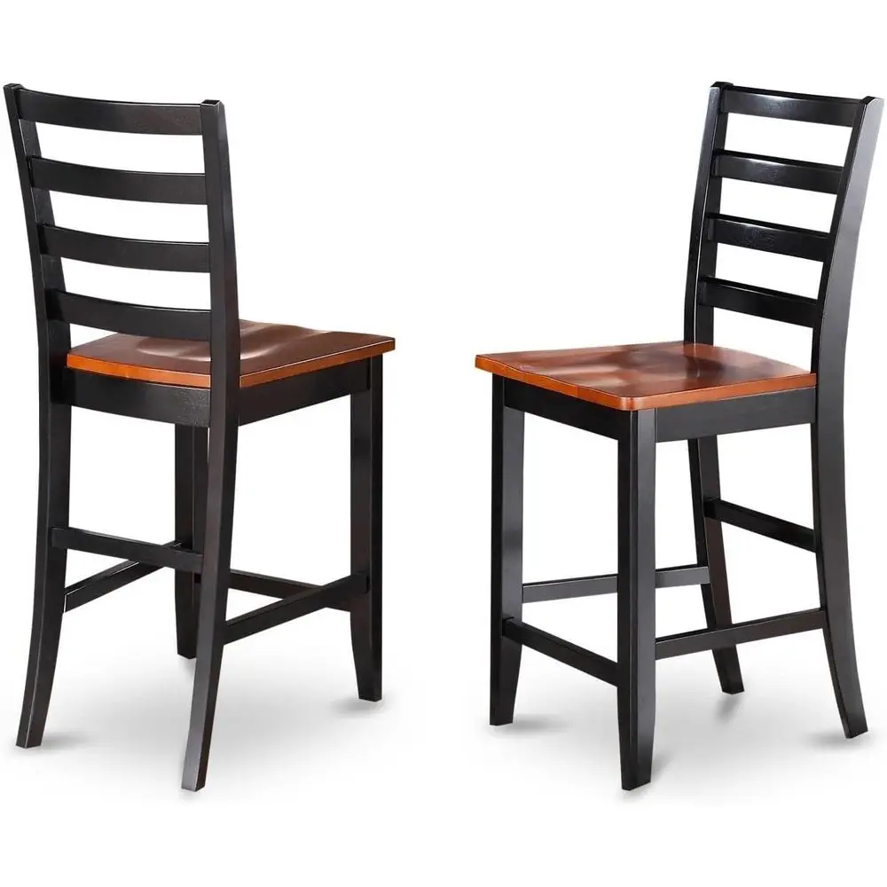 Counter Height Ladder Back Barstools Set of 2, Black & Cherry Wood Seats
Counter Height Ladder Back Barstools Set of 2, Black & Cherry Wood Seats