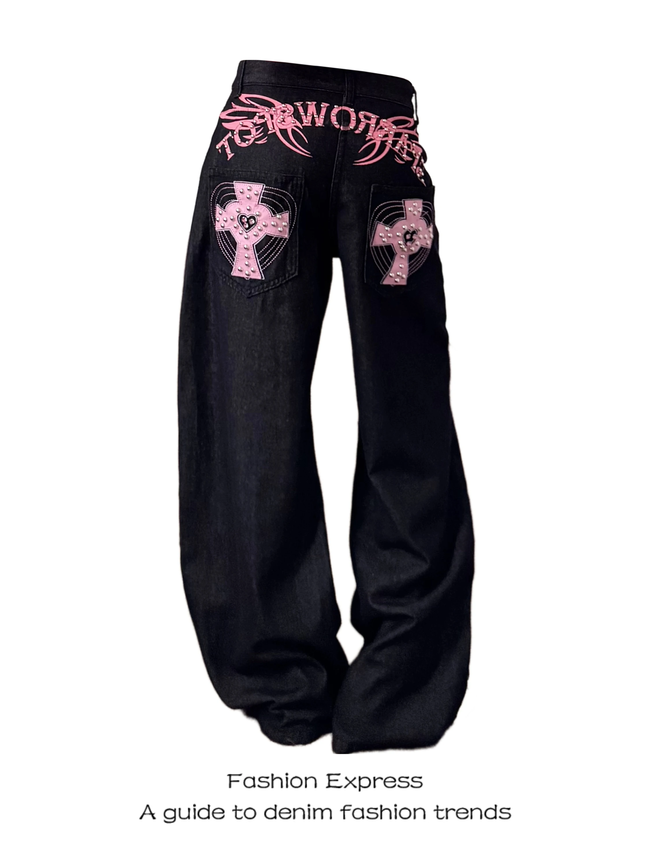 Black Denim Jeans Women's American Retro Washed Letter Cross Rivet Street Small Straight Leg Knife Long Pants Casual High Wai...
Black Denim Jeans Women's American Retro Washed Letter Cross Rivet Street Small Straight Leg Knife Long Pants Casual High Wai...