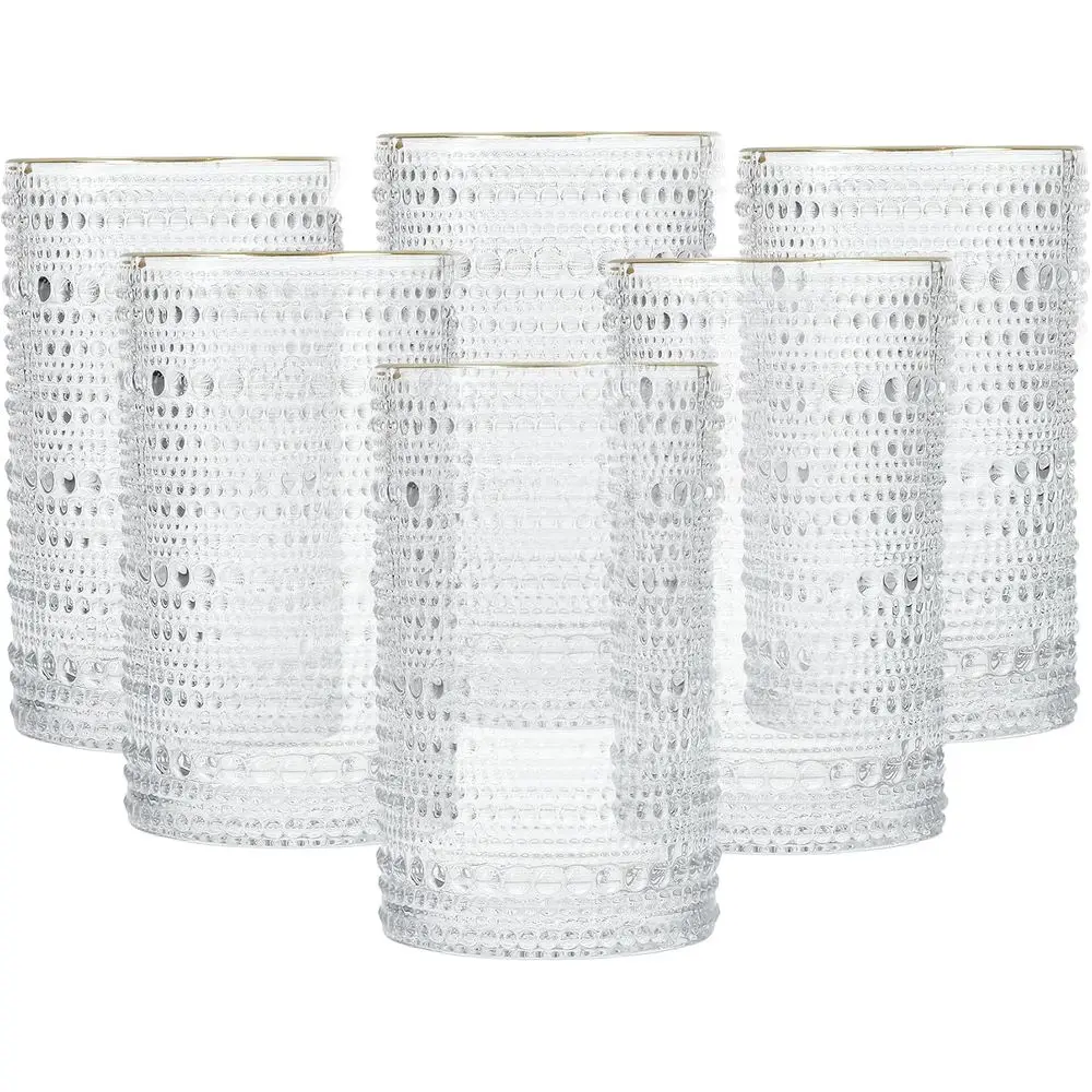 Jupiter Beaded Hobnail Glass, 13 Ounce Iced Beverage (Set o 6), Gold Rim Clear
Jupiter Beaded Hobnail Glass, 13 Ounce Iced Beverage (Set o 6), Gold Rim Clear