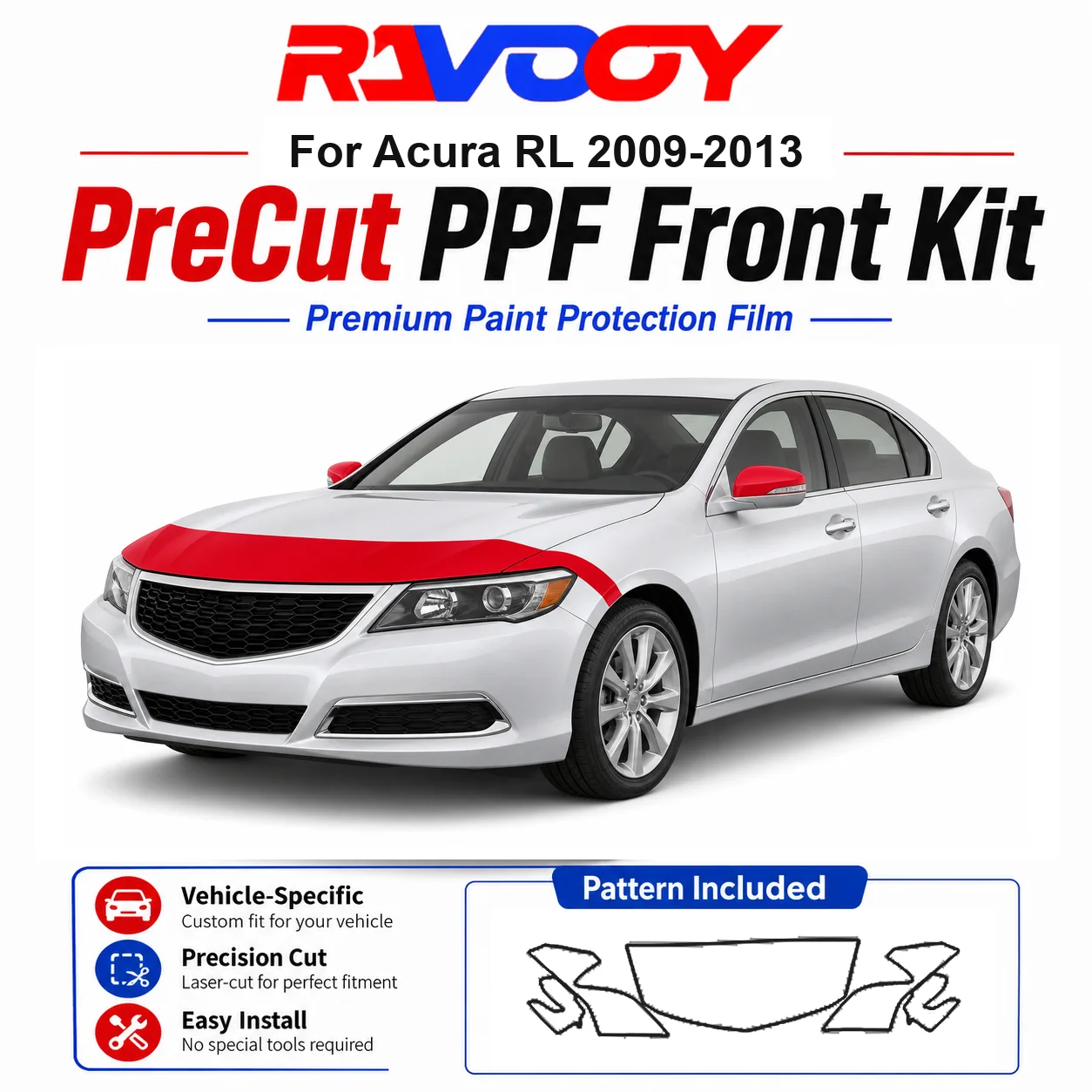 8.5mil TPU Precut PPF Kit For Acura RL 2009-2013 - Hood, Partial Fenders & Full Mirror Set - Self-Healing Gloss Clear Bra Film
8.5mil TPU Precut PPF Kit For Acura RL 2009-2013 - Hood, Partial Fenders & Full Mirror Set - Self-Healing Gloss Clear Bra Film