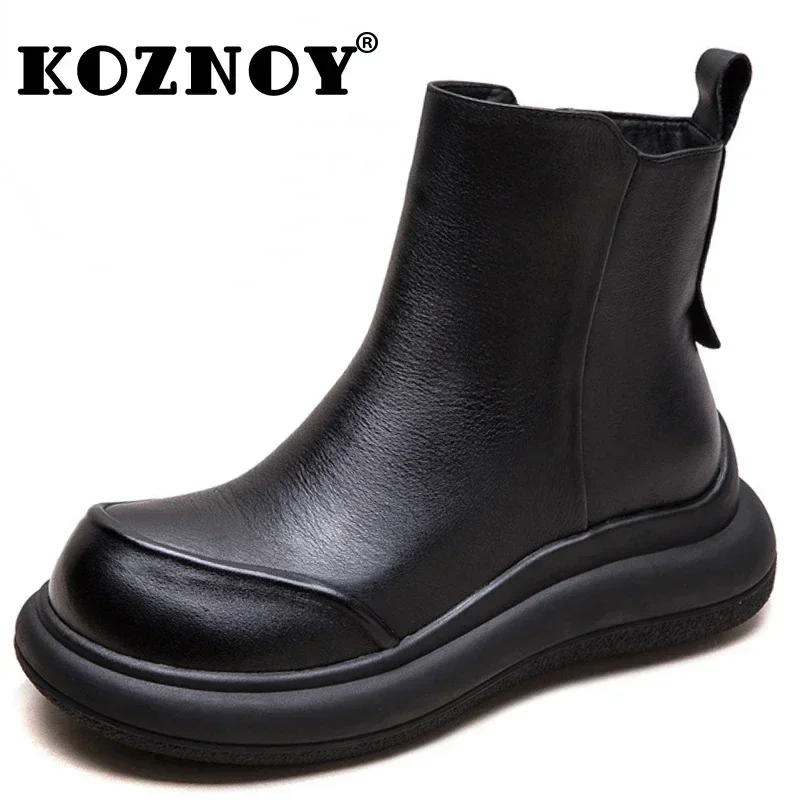 Koznoy 4.5cm Cow Genuine Leather Chunky Heels Ankle Boots Women Ethnic Winter Plush Fashion Platform Wedge Autumn Warm Shoes
Koznoy 4.5cm Cow Genuine Leather Chunky Heels Ankle Boots Women Ethnic Winter Plush Fashion Platform Wedge Autumn Warm Shoes