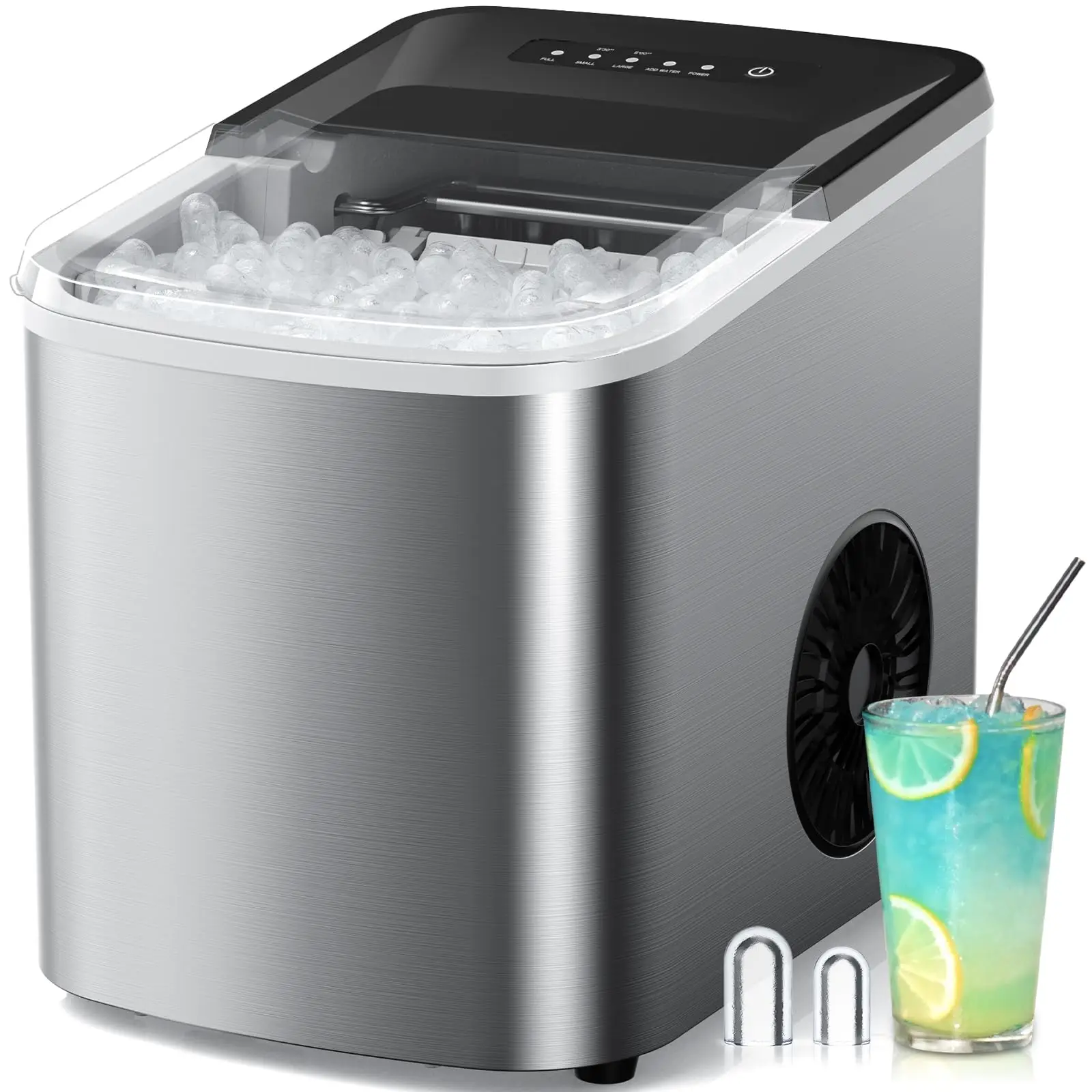 38Lbs/Day Countertop Ice Maker, 9 Cubes in 3.5 Mins Self-Cleaning Portable with 2 Bullet Sizes for Kitchen Camping RV Party
38Lbs/Day Countertop Ice Maker, 9 Cubes in 3.5 Mins Self-Cleaning Portable with 2 Bullet Sizes for Kitchen Camping RV Party