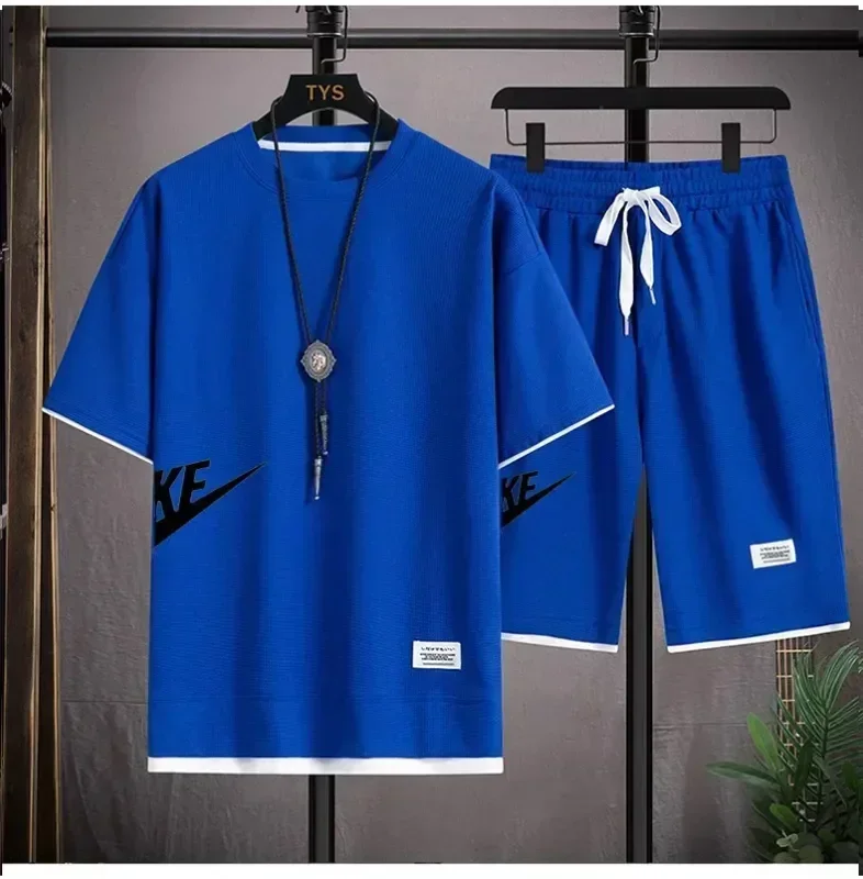 Summer men's waffle set, casual T-shirt and shorts set, men's sportswear set, solid-color sportswear, loose set, beach shorts se
Summer men's waffle set, casual T-shirt and shorts set, men's sportswear set, solid-color sportswear, loose set, beach shorts se