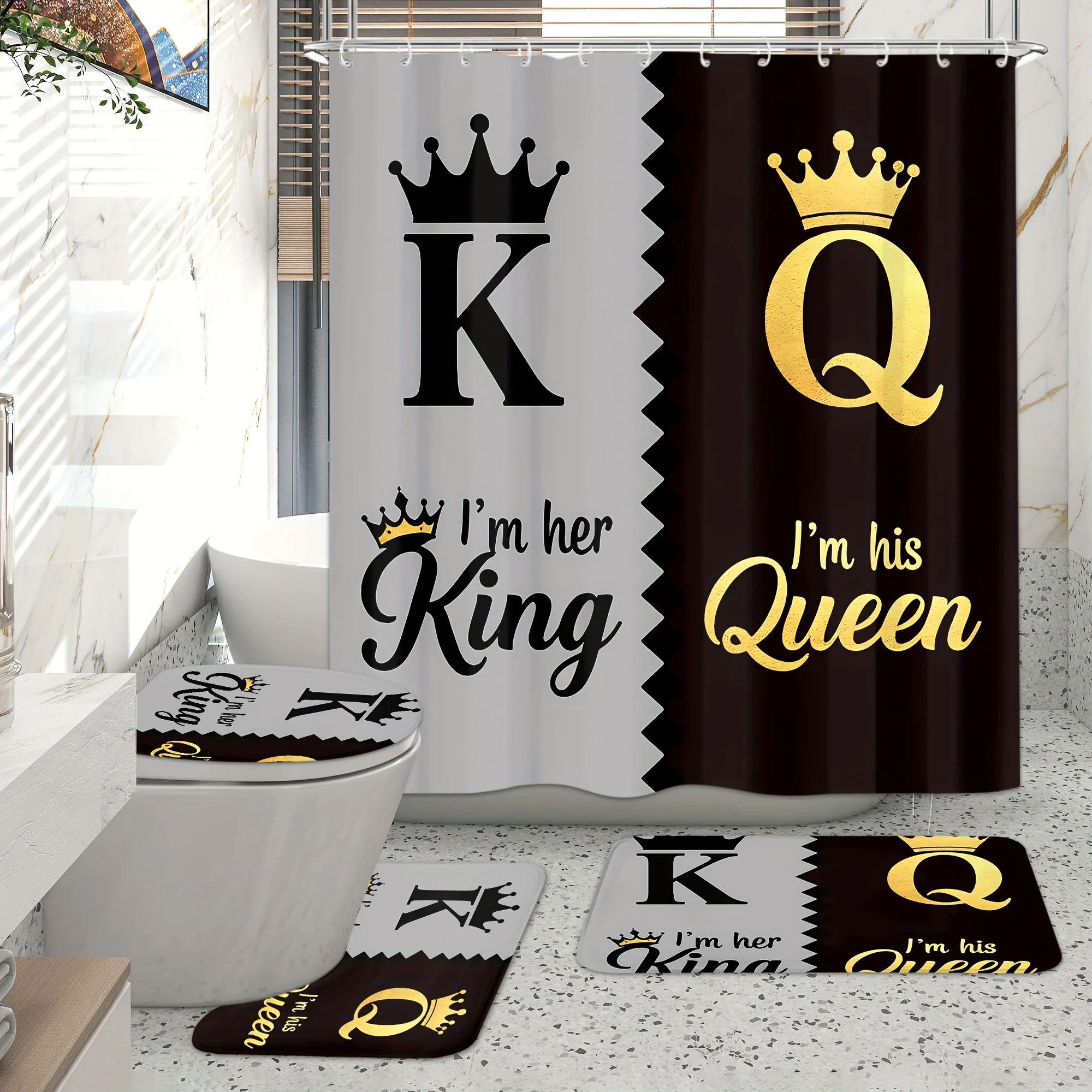 4 шт., набор занавесок для душа с узором короля и противоскользящими ковриками и чехлами для унитаза, современный декор для ванной комнаты для дома, подарок
4 шт., набор занавесок для душа с узором короля и противоскользящими ковриками и чехлами для унитаза, современный декор для ванной комнаты для дома, подарок