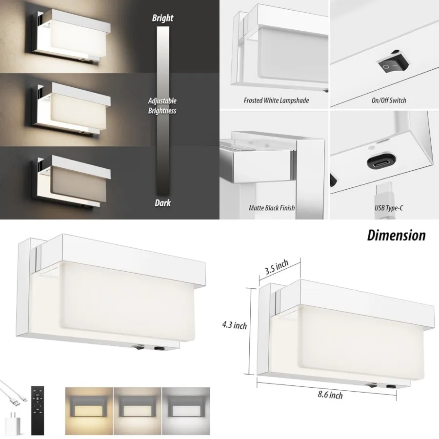 Battery Wall Sconce Wall Light with On/Off Switch 8 inch LED Wall Lamp Acrylic Lampshade 3CCT Sconce Wall Lighting
Battery Wall Sconce Wall Light with On/Off Switch 8 inch LED Wall Lamp Acrylic Lampshade 3CCT Sconce Wall Lighting