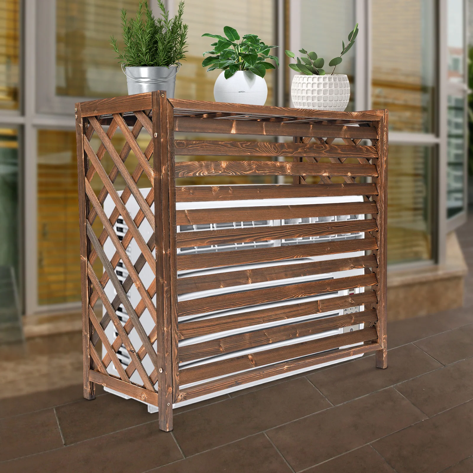 Air Conditioner Fence: Durable Fir Wood, Stylish Brown Design, Weather-Resistant for Protection and Easy Installation
Air Conditioner Fence: Durable Fir Wood, Stylish Brown Design, Weather-Resistant for Protection and Easy Installation