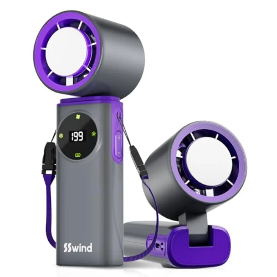 Portable Handheld Fan with Ice Cooling, 199 Levels Stepless Speed, 20H Long Battery Life, 20000RPM Turbo Fan Rechargeable Perso
Portable Handheld Fan with Ice Cooling, 199 Levels Stepless Speed, 20H Long Battery Life, 20000RPM Turbo Fan Rechargeable Perso