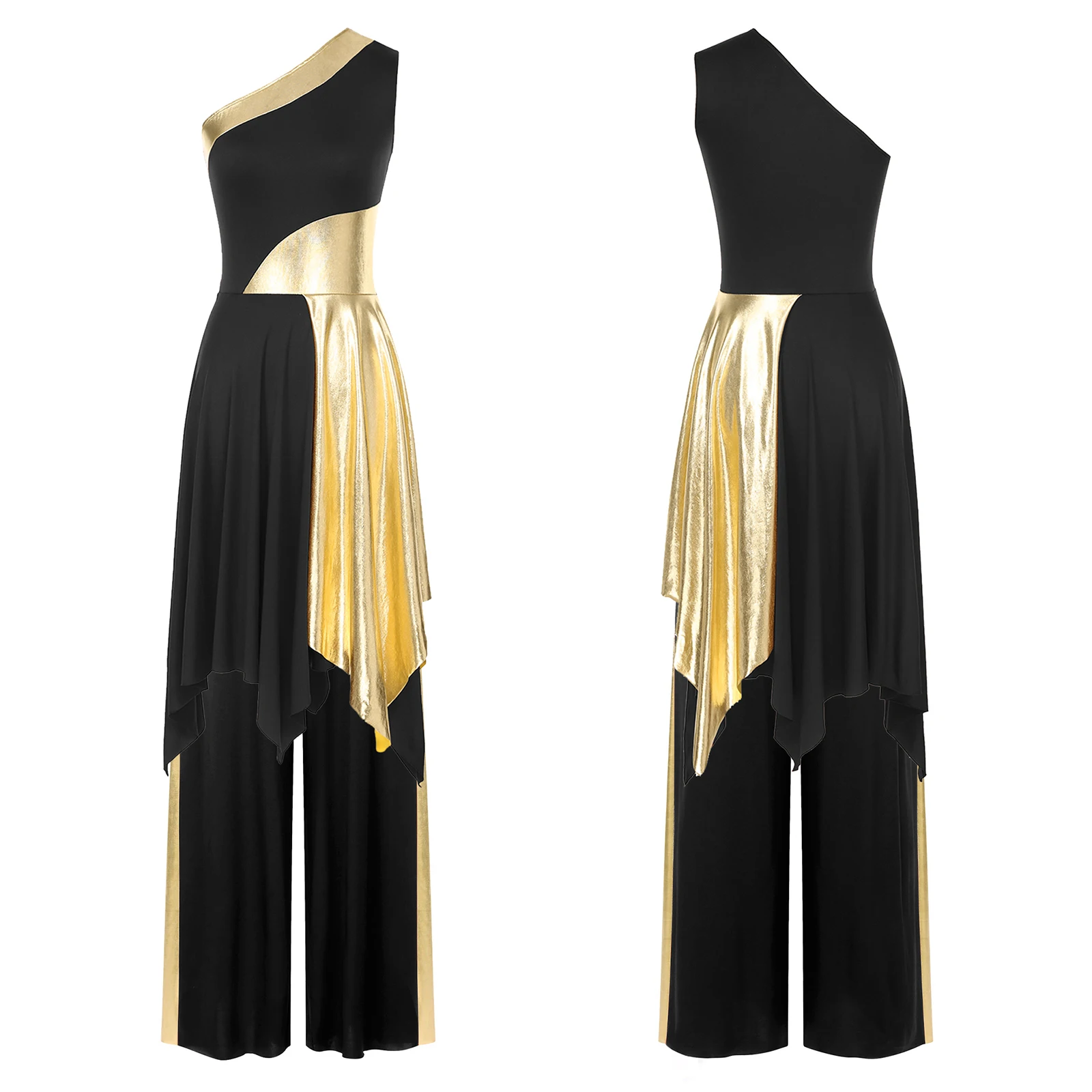 Worship Praise Dancing Suit Women Lyrical Sleeveless Dress with Metallic Wide-Leg Pants for Modern Choir Performance Outfits
Worship Praise Dancing Suit Women Lyrical Sleeveless Dress with Metallic Wide-Leg Pants for Modern Choir Performance Outfits