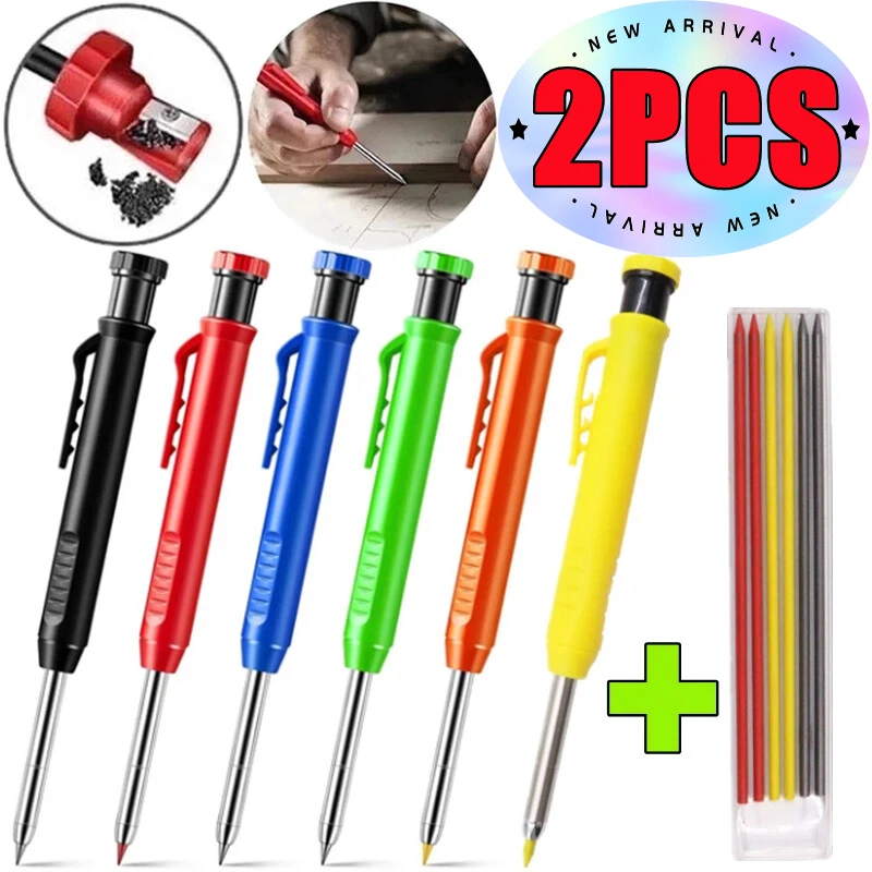 New 2pcs/set 2.8mm Carpenter Mechanical Pencil with Sharpener for Woodworking Construction Long Head Carpenter Pencil Stationery
New 2pcs/set 2.8mm Carpenter Mechanical Pencil with Sharpener for Woodworking Construction Long Head Carpenter Pencil Stationery