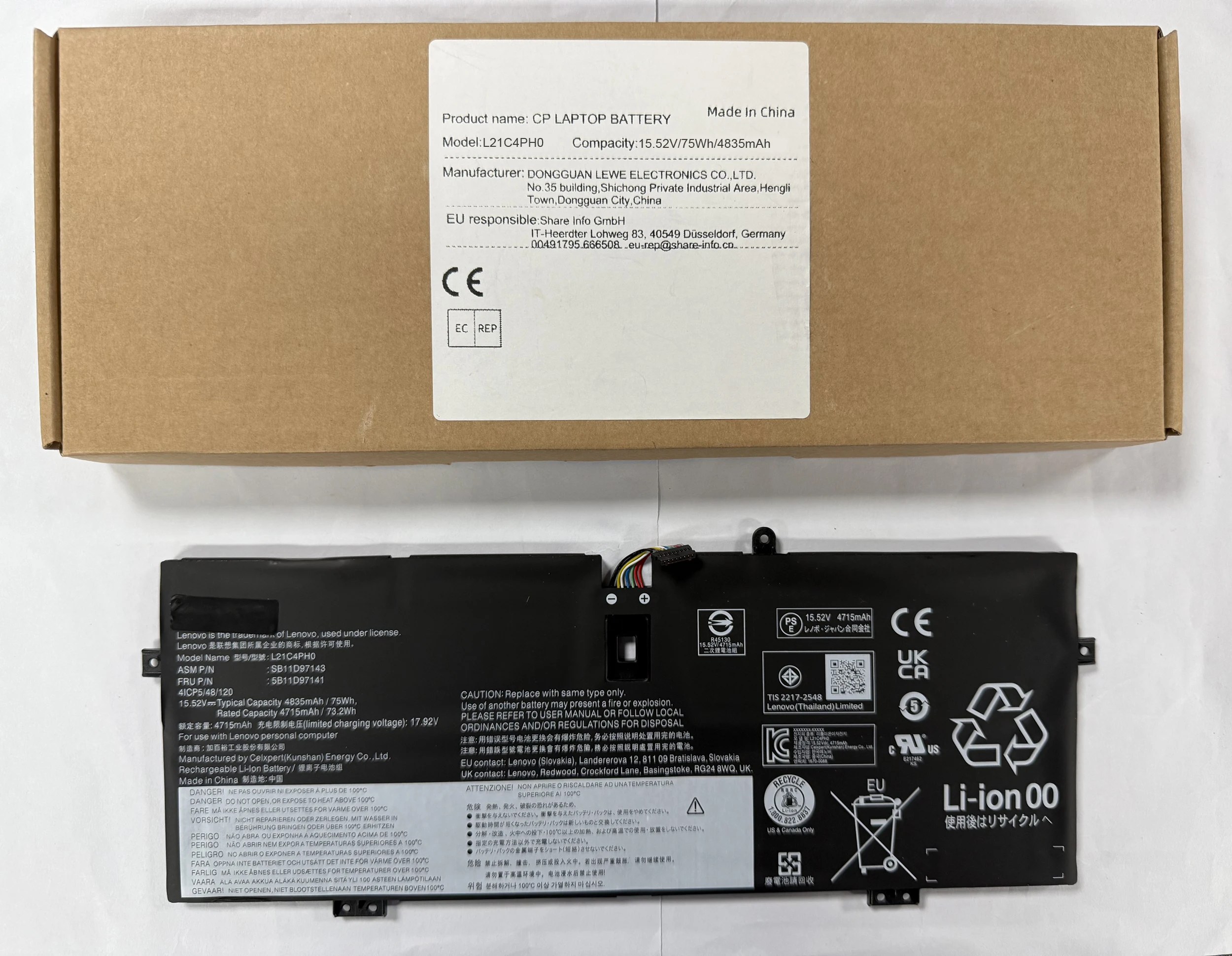 Laptop Battery L21B4PH0 L21C4PH0 L21D4PH0 L21L4PH0 L21M4PH0 For Yoga 9 14IAP7 14IRP8 14ITL5 Series 5B11D97138, 5B11D97141 75Wh
Laptop Battery L21B4PH0 L21C4PH0 L21D4PH0 L21L4PH0 L21M4PH0 For Yoga 9 14IAP7 14IRP8 14ITL5 Series 5B11D97138, 5B11D97141 75Wh