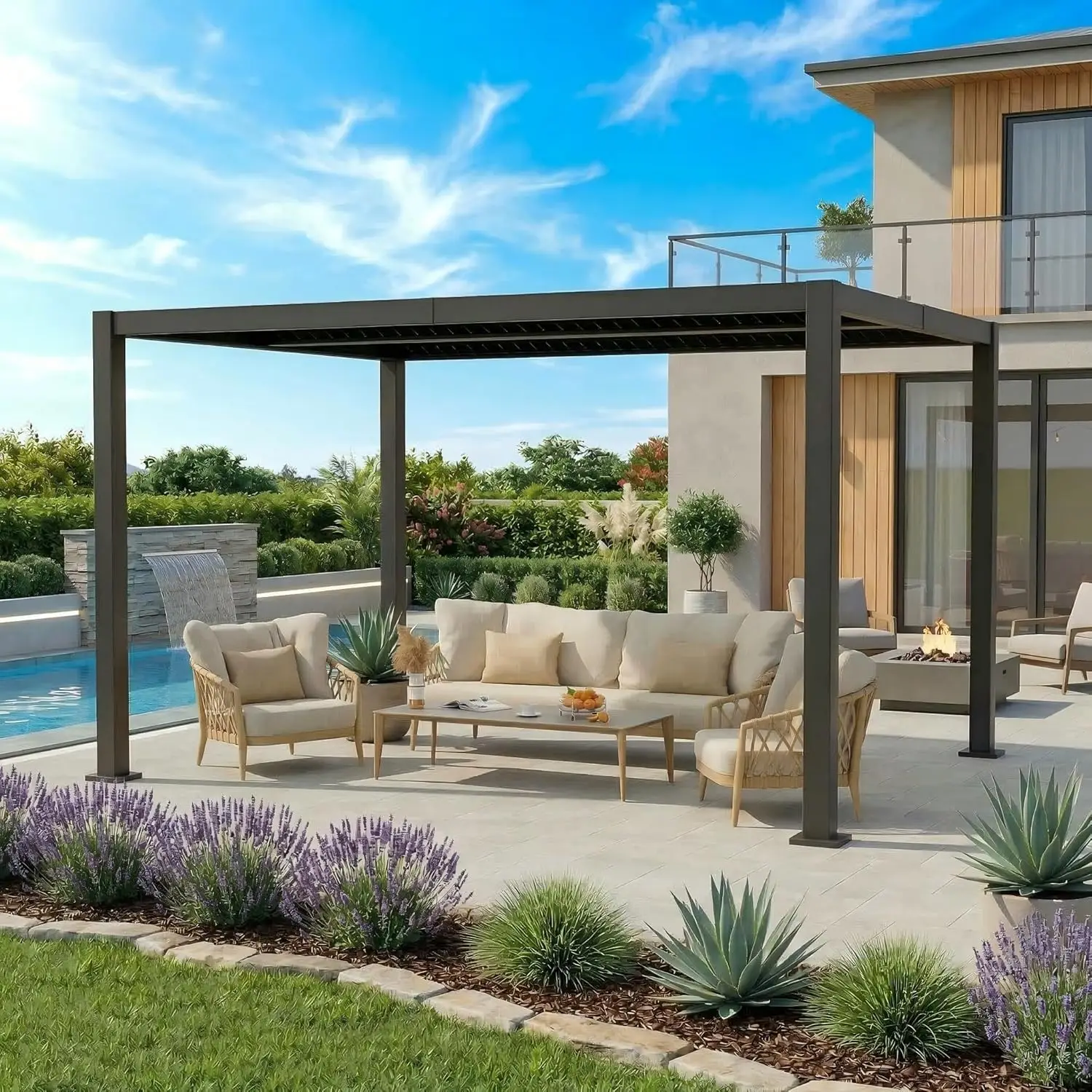 10' x 13' Louvered Pergola, Metal Patio Pergola with Adjustable Louvers Roof, Waterproof & Rustproof Metal Gazebo for, Custom
10' x 13' Louvered Pergola, Metal Patio Pergola with Adjustable Louvers Roof, Waterproof & Rustproof Metal Gazebo for, Custom