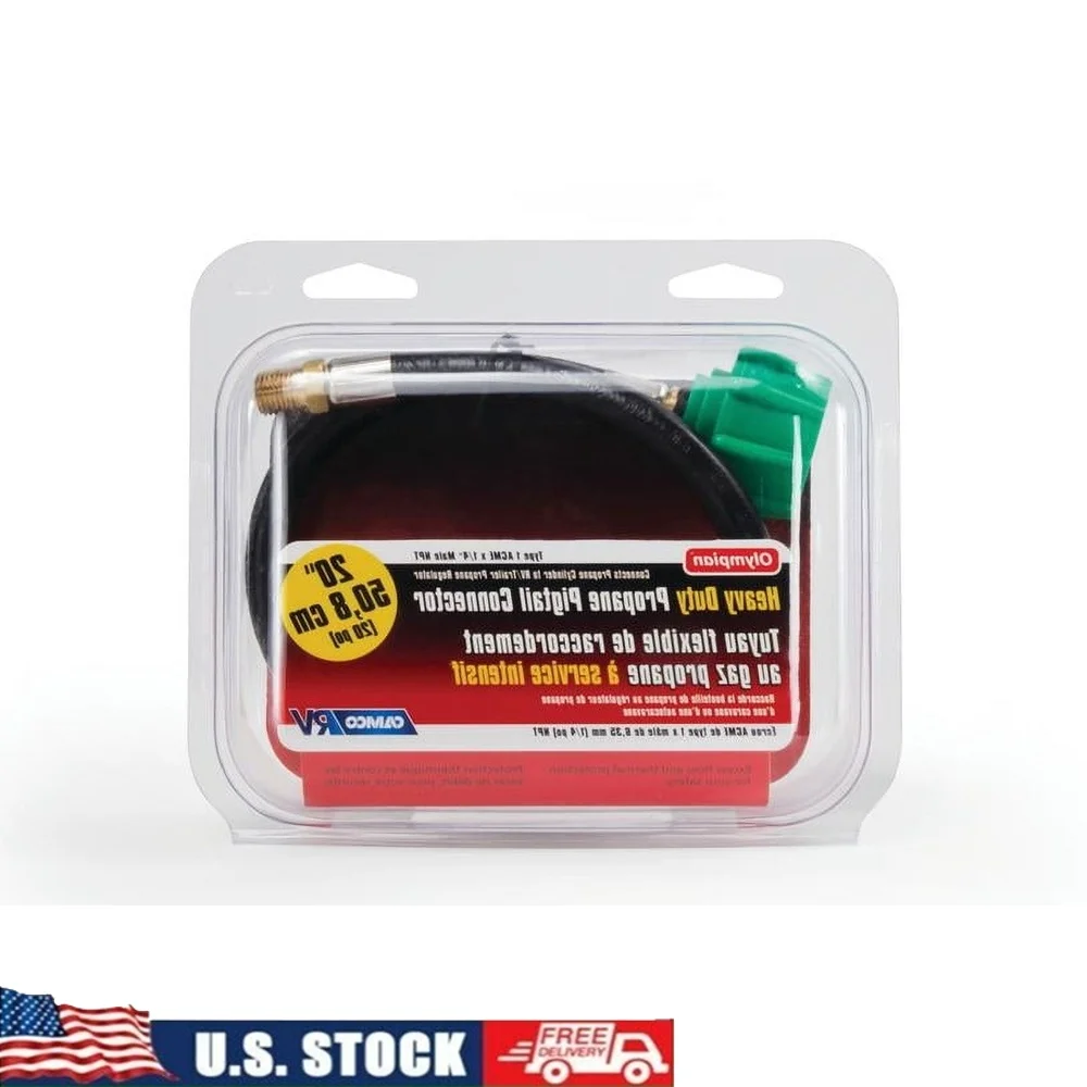 Low Pressure Hose 20" ACME Nut x 1/4" Male NPT LP Tanks Excess Flow Thermal Protection Camper Connection 200000 BTU
Low Pressure Hose 20" ACME Nut x 1/4" Male NPT LP Tanks Excess Flow Thermal Protection Camper Connection 200000 BTU