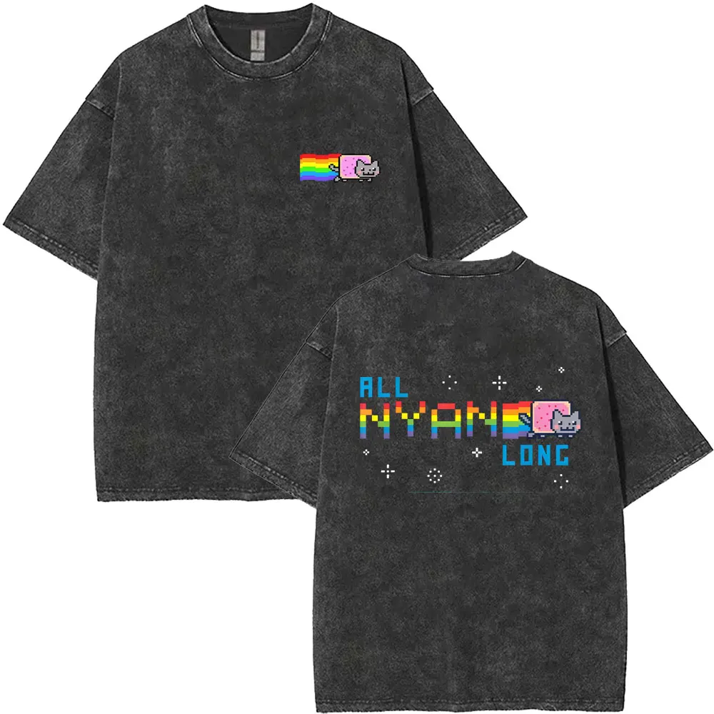 Washed Vintage Game Rainbow Nyan Cat Funny Meme T-shirt Men Women Cute Kawaii Harajuku T Shirt Casual Cotton Oversized T-shirts
Washed Vintage Game Rainbow Nyan Cat Funny Meme T-shirt Men Women Cute Kawaii Harajuku T Shirt Casual Cotton Oversized T-shirts