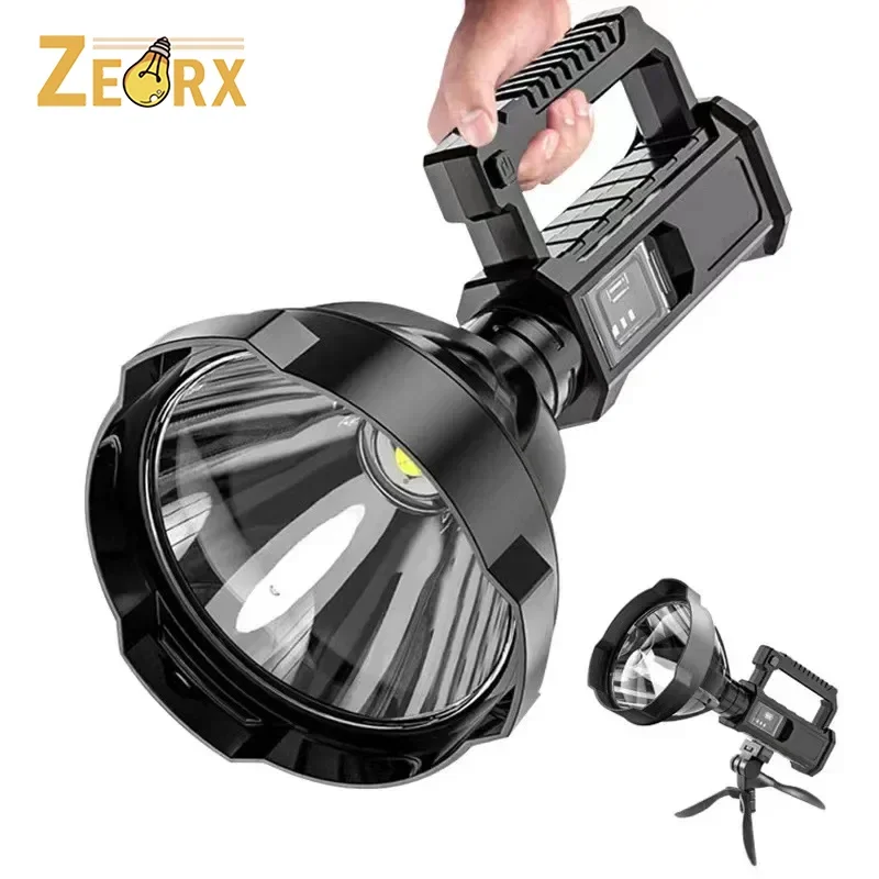 Rechargeable LED Spotlight Flashlights 50,000/90,000LM High Lumens IPX5 Waterprooffor Fishing, Hiking, Camping with Tripod
Rechargeable LED Spotlight Flashlights 50,000/90,000LM High Lumens IPX5 Waterprooffor Fishing, Hiking, Camping with Tripod