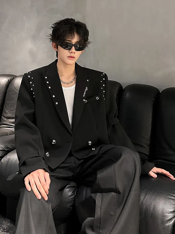 Casual Metal Rivet Design ort Men's Jaet Spring Autumn Faion oulder Pad Leisure Suit Outerwear Stand Fit Youth Trend
Casual Metal Rivet Design ort Men's Jaet Spring Autumn Faion oulder Pad Leisure Suit Outerwear Stand Fit Youth Trend