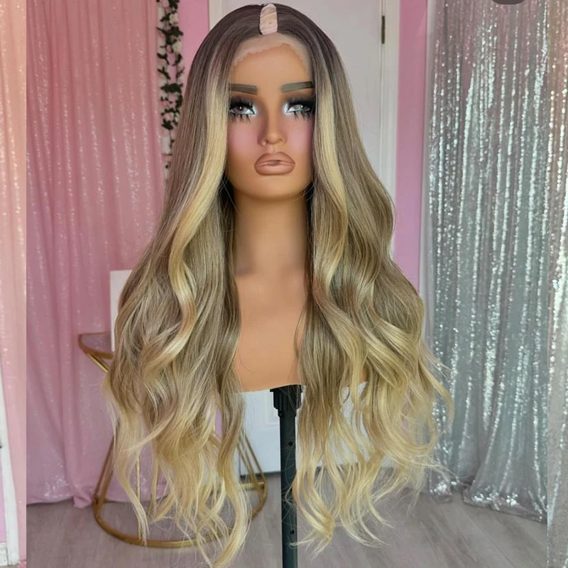 Long Wavy Blonde Ombre brown Highlight Body Wave Quality Peruvian 100% Human Hair U Part Wigs for Women v part wig 200% density
Long Wavy Blonde Ombre brown Highlight Body Wave Quality Peruvian 100% Human Hair U Part Wigs for Women v part wig 200% density