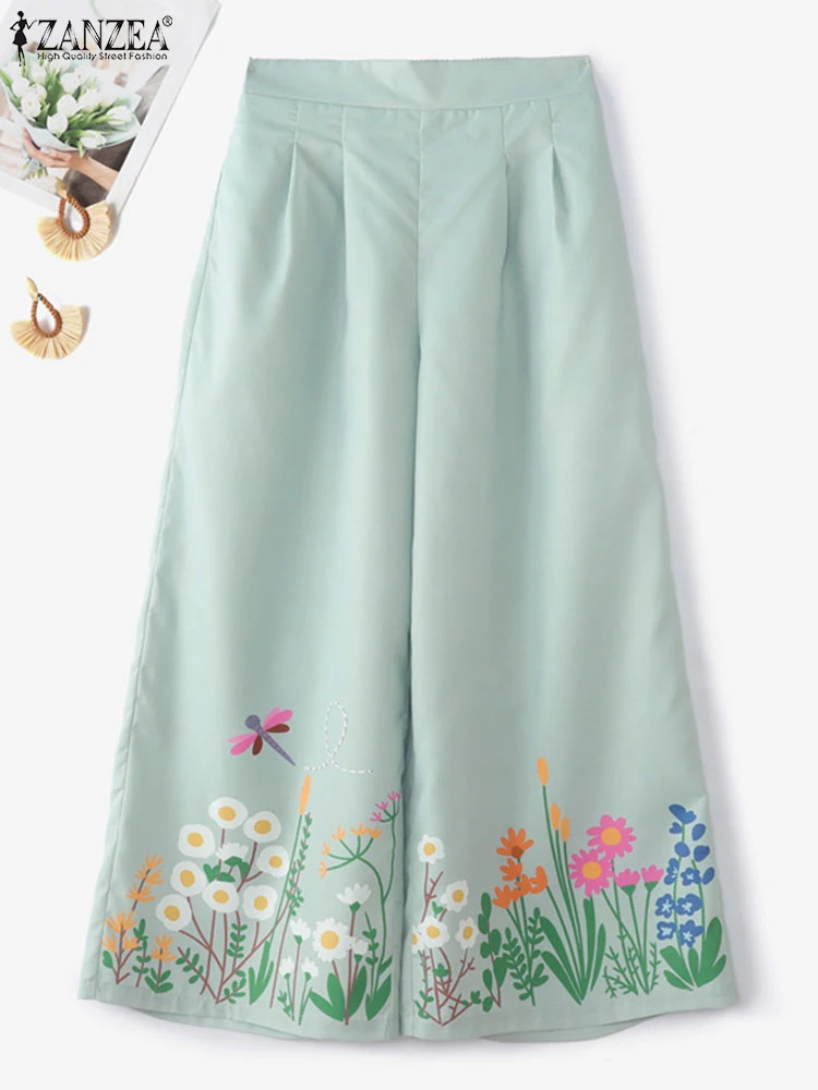 ZANZEA Women Wide Leg Pants Retro Elastic Waist Pantalons Summer 2025 Fashion Casual Printed Long Trousers Pockets Elegant Pants
ZANZEA Women Wide Leg Pants Retro Elastic Waist Pantalons Summer 2025 Fashion Casual Printed Long Trousers Pockets Elegant Pants