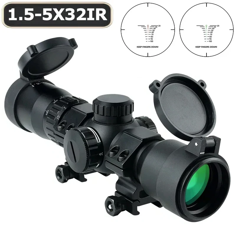 Tactical 1.5-5x32IR Rifle Scope Adjustable Airsoft Rifle Scope Crossbow Short Telescopic Optical Sight Hunting Accessory
Tactical 1.5-5x32IR Rifle Scope Adjustable Airsoft Rifle Scope Crossbow Short Telescopic Optical Sight Hunting Accessory