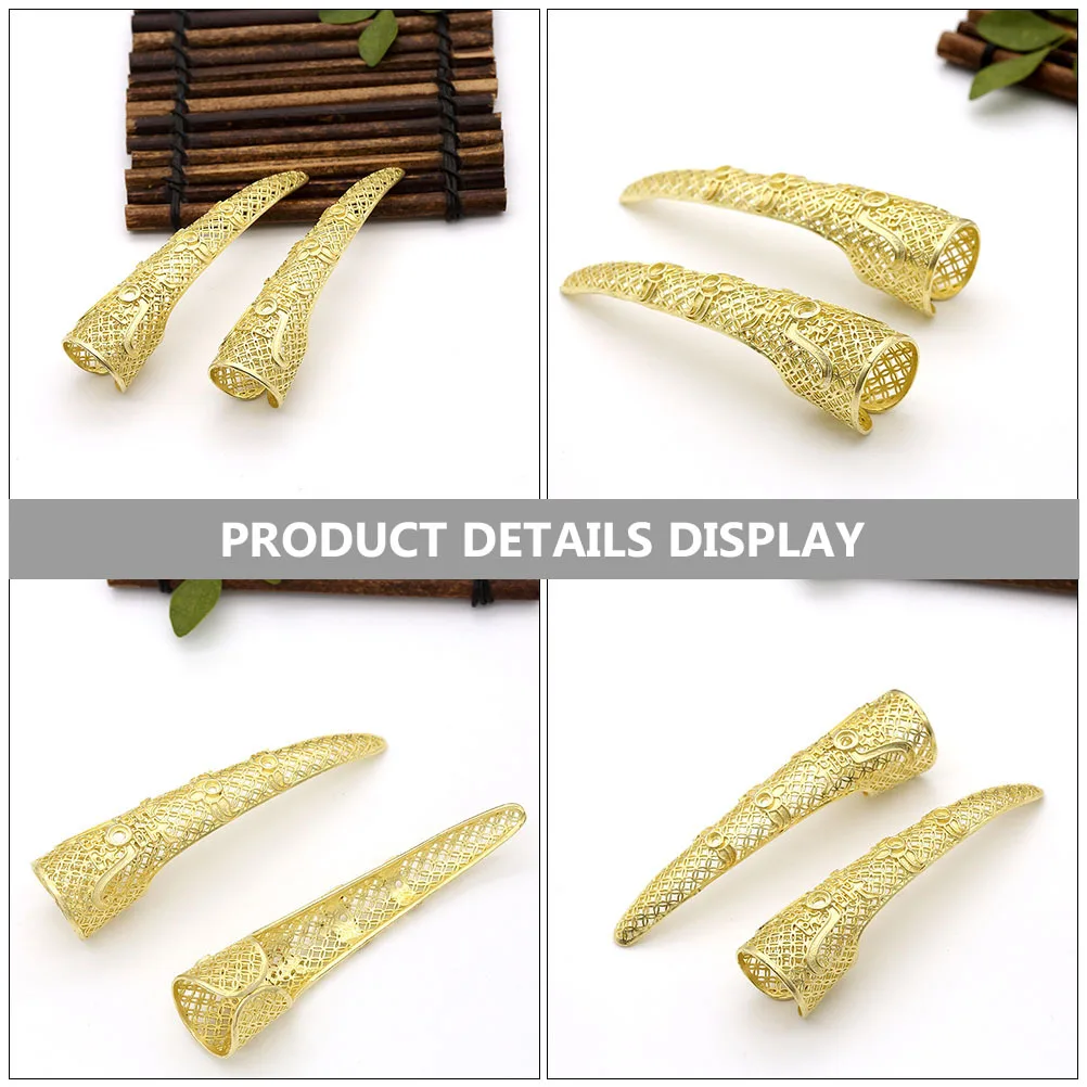 2Pcs Royal Style Finger Covers Long Hollow-Out Golden Design Delicate Nail Covers Cosplay Belly Dance Halloween Performance
2Pcs Royal Style Finger Covers Long Hollow-Out Golden Design Delicate Nail Covers Cosplay Belly Dance Halloween Performance