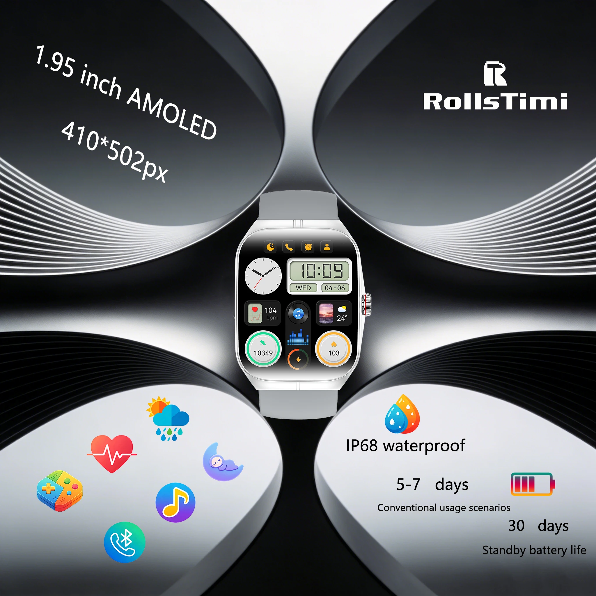 ROLLSTIMI Unisex Smartwatch Health/Heart Rate/Sleep Monitoring Multi Sport Modes Call Reminder Step Counting Calorie Smart Watch
ROLLSTIMI Unisex Smartwatch Health/Heart Rate/Sleep Monitoring Multi Sport Modes Call Reminder Step Counting Calorie Smart Watch