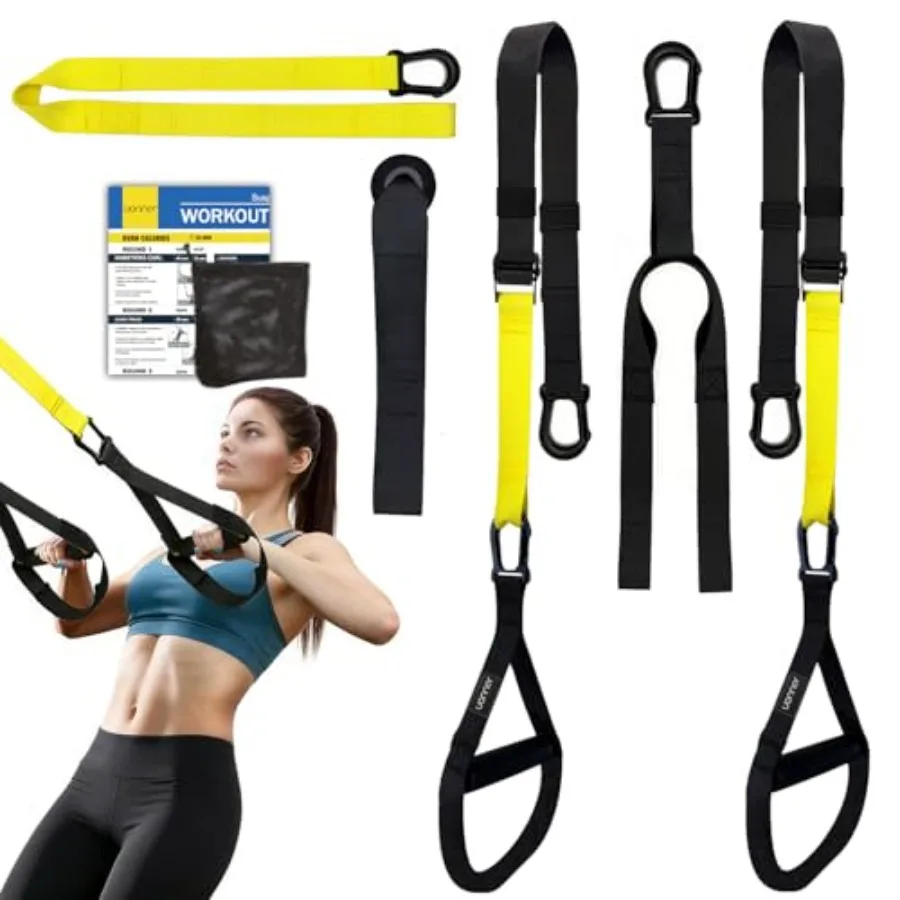 Home Resistance Training Kit: Nylon Straps with Foam Handles, Black/Gray, Portable Full-Body Workout System for Strength Traini
Home Resistance Training Kit: Nylon Straps with Foam Handles, Black/Gray, Portable Full-Body Workout System for Strength Traini