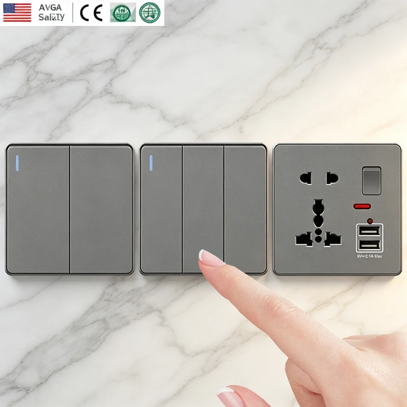 Universal Gray USB Type-C 18W Smart Fast Charging Socket Double 5-pin Power Plug,UK Electrical Internationa Wall Light Switch
Universal Gray USB Type-C 18W Smart Fast Charging Socket Double 5-pin Power Plug,UK Electrical Internationa Wall Light Switch