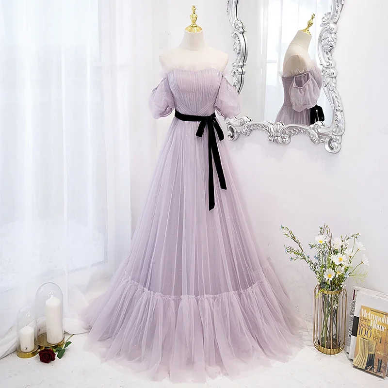 Customized Evening Dress Purple Pleat Tulle Strapless Removable Sleeve Bow Floor-Length A-Line Plus size Party Formal Gown Woman
Customized Evening Dress Purple Pleat Tulle Strapless Removable Sleeve Bow Floor-Length A-Line Plus size Party Formal Gown Woman
