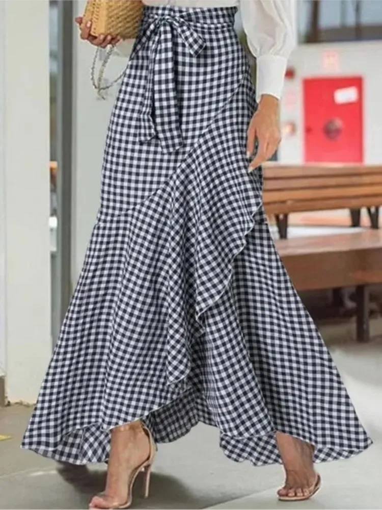 Fashion Plaid Loose Skirt For Women Elegant High Waist Lace-up Skirts Lady Casual Holiday Office Womens Clothing Summer New 2025
Fashion Plaid Loose Skirt For Women Elegant High Waist Lace-up Skirts Lady Casual Holiday Office Womens Clothing Summer New 2025