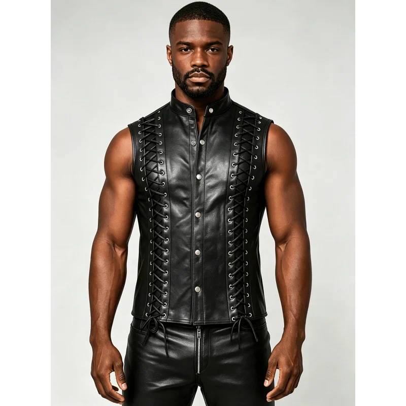 Black Lace-Up PU Leather Vest | PU Motorcycle Vest - Biker Style Vest for Daily Wear, Biker Culture, Subculture Outfits,
Black Lace-Up PU Leather Vest | PU Motorcycle Vest - Biker Style Vest for Daily Wear, Biker Culture, Subculture Outfits,