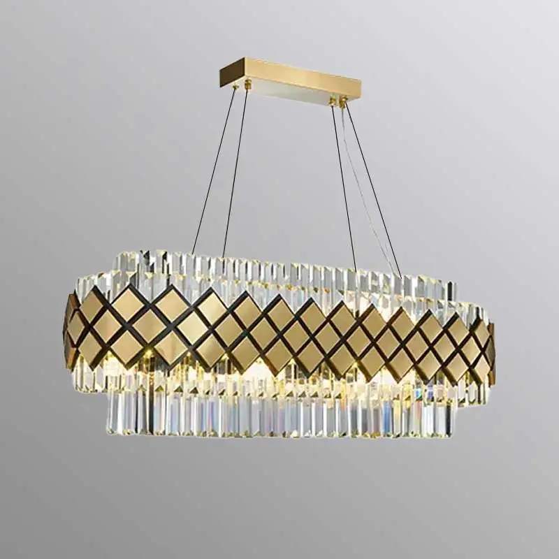Luxury Crystal Gold Rectangle Chandelier with LED Lighting for Dining Room Bedroom and Living Room Home Decoration
Luxury Crystal Gold Rectangle Chandelier with LED Lighting for Dining Room Bedroom and Living Room Home Decoration
