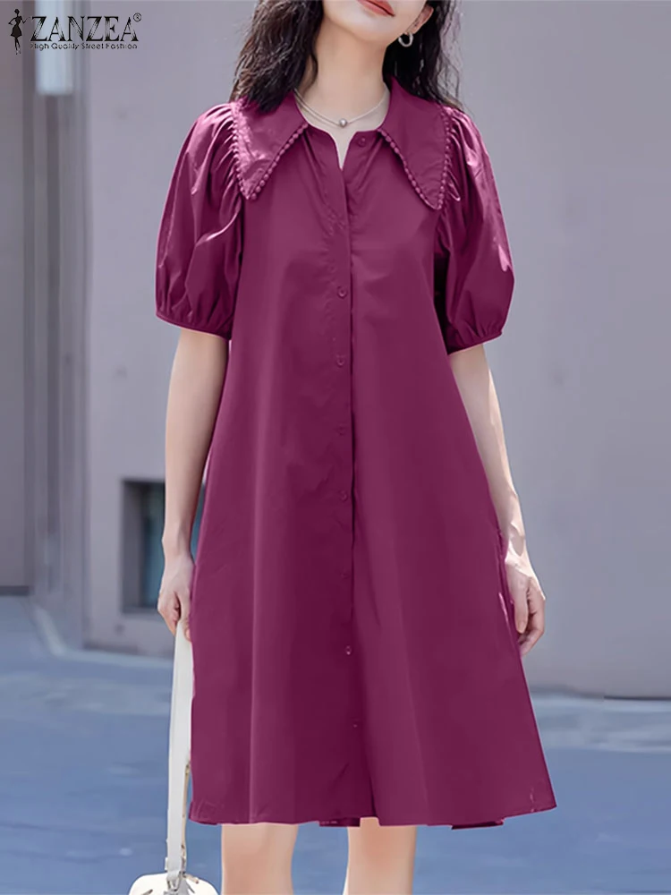 Korean Fashion Women Sundress ZANZEA Summer Solid Color Dress Casual Short Puff Sleeve Holiday Dresses Elegant Work Vestidos
Korean Fashion Women Sundress ZANZEA Summer Solid Color Dress Casual Short Puff Sleeve Holiday Dresses Elegant Work Vestidos