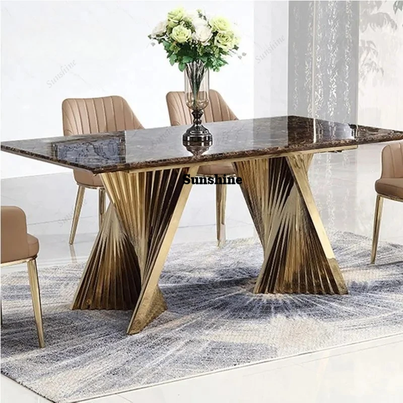 Stainless Steel Gold Frame Dinning Table Set Modern Luxury Marble Top 8 Seat Dining Table Set
Stainless Steel Gold Frame Dinning Table Set Modern Luxury Marble Top 8 Seat Dining Table Set