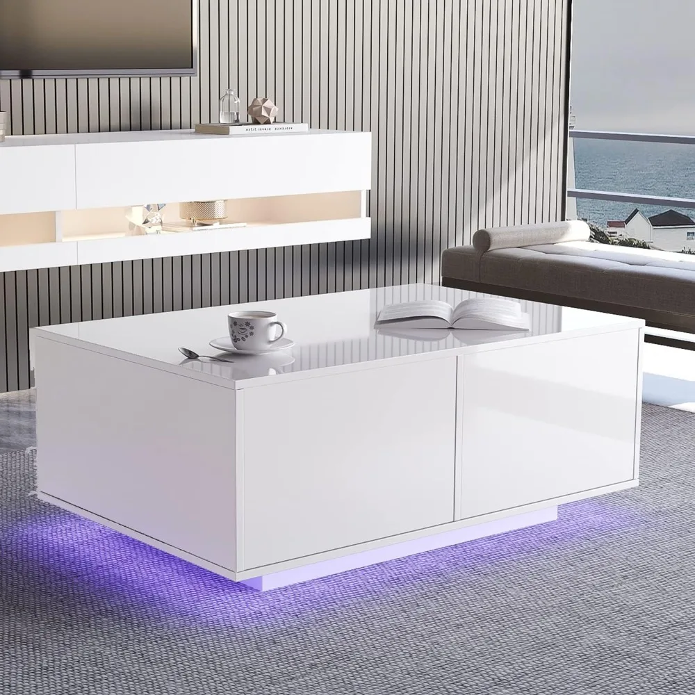 Coffee Table, with Storage Drawers, Modern High Glossy Center with 20 Colors LED Lights, Coffee Table
Coffee Table, with Storage Drawers, Modern High Glossy Center with 20 Colors LED Lights, Coffee Table