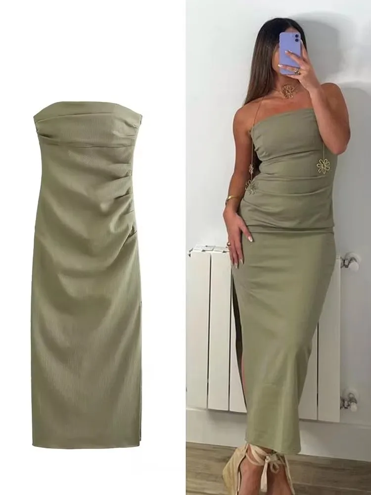 Tube Top Pleated Women Dresses Sexy Sleeveless Backless Slim Lady Dress 2025 Fashion Summer Solid Hip Package Female Long Robe
Tube Top Pleated Women Dresses Sexy Sleeveless Backless Slim Lady Dress 2025 Fashion Summer Solid Hip Package Female Long Robe