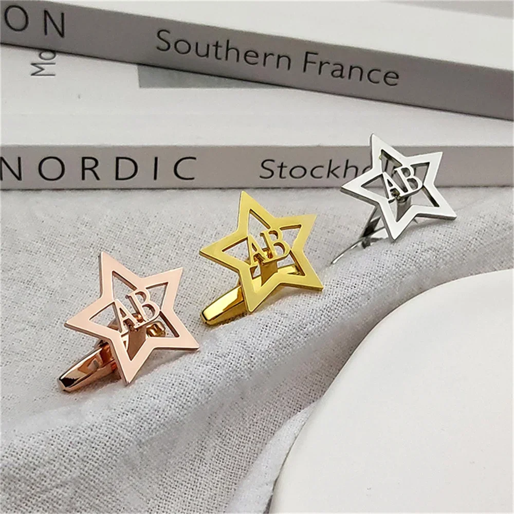 Personalized Pentagram Openwork Alphabet Cufflinks Customized Name Initials Cufflinks for Women Gold Cufflink French Shirt Cuffs
Personalized Pentagram Openwork Alphabet Cufflinks Customized Name Initials Cufflinks for Women Gold Cufflink French Shirt Cuffs