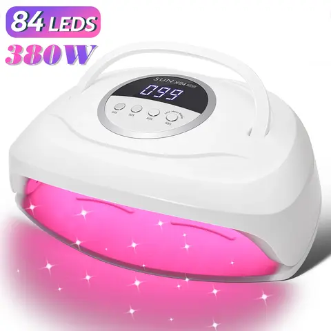 Lámpara LED UV de 380W para uñas, secador de uñas de 84 LED con Sensor automático, lámpara de manicura de secado rápido para curado de esmalte de uñas, herramientas de Arte de uñas