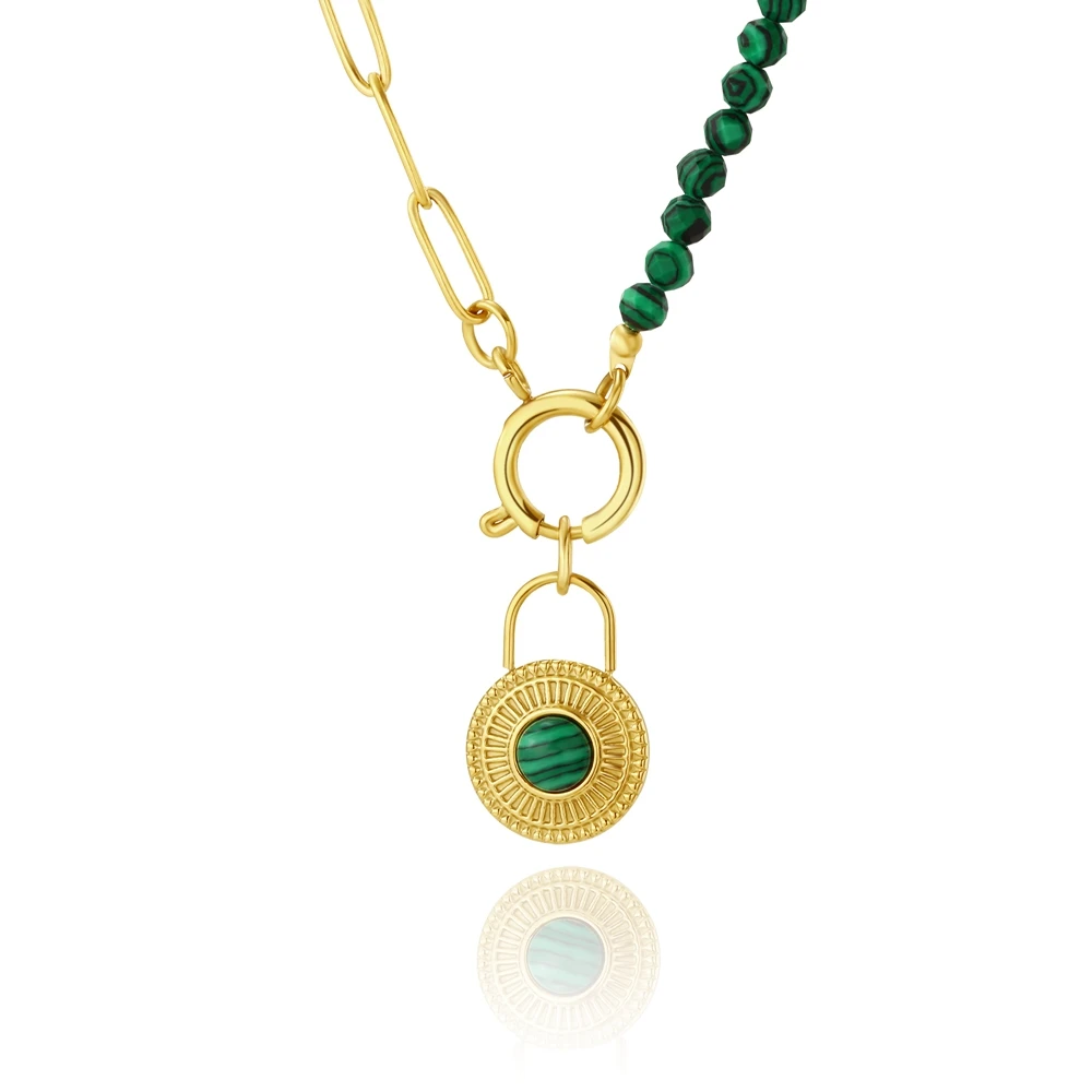 WILD & FREE Trendy Stainless Steel Green Natural Stone Beads Chains Pendant Necklace Jewelry Delicate Charm Choker For Women
WILD & FREE Trendy Stainless Steel Green Natural Stone Beads Chains Pendant Necklace Jewelry Delicate Charm Choker For Women