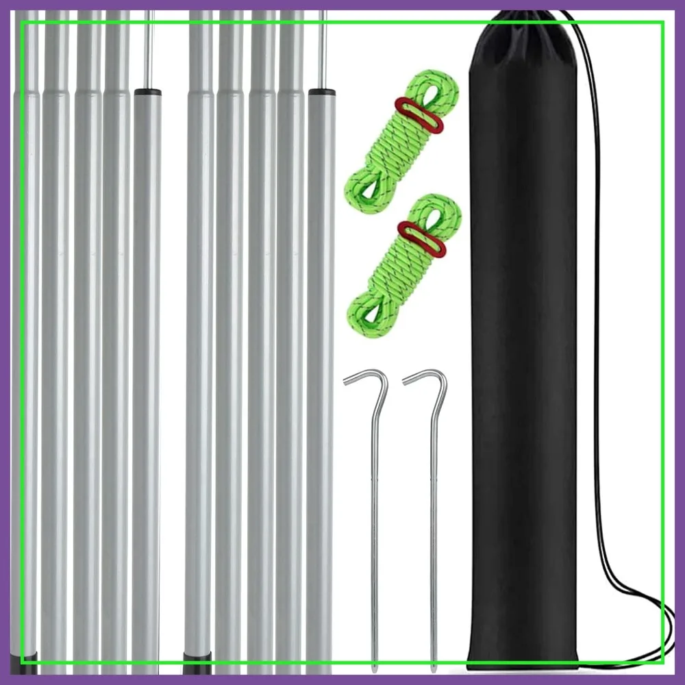 Adjustable Tarp Poles Set of 2 with Pegs & Reflective Ropes for Camping Canopy
Adjustable Tarp Poles Set of 2 with Pegs & Reflective Ropes for Camping Canopy