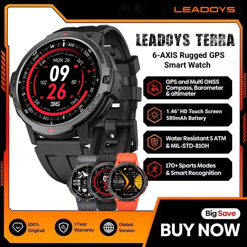 LEADOYS Top Pick C31 Outdoor Smart Watch - Unisex, 5PD Heart Rate, Offline Return Trajectory & 150+ Sports Modes
LEADOYS Top Pick C31 Outdoor Smart Watch - Unisex, 5PD Heart Rate, Offline Return Trajectory & 150+ Sports Modes