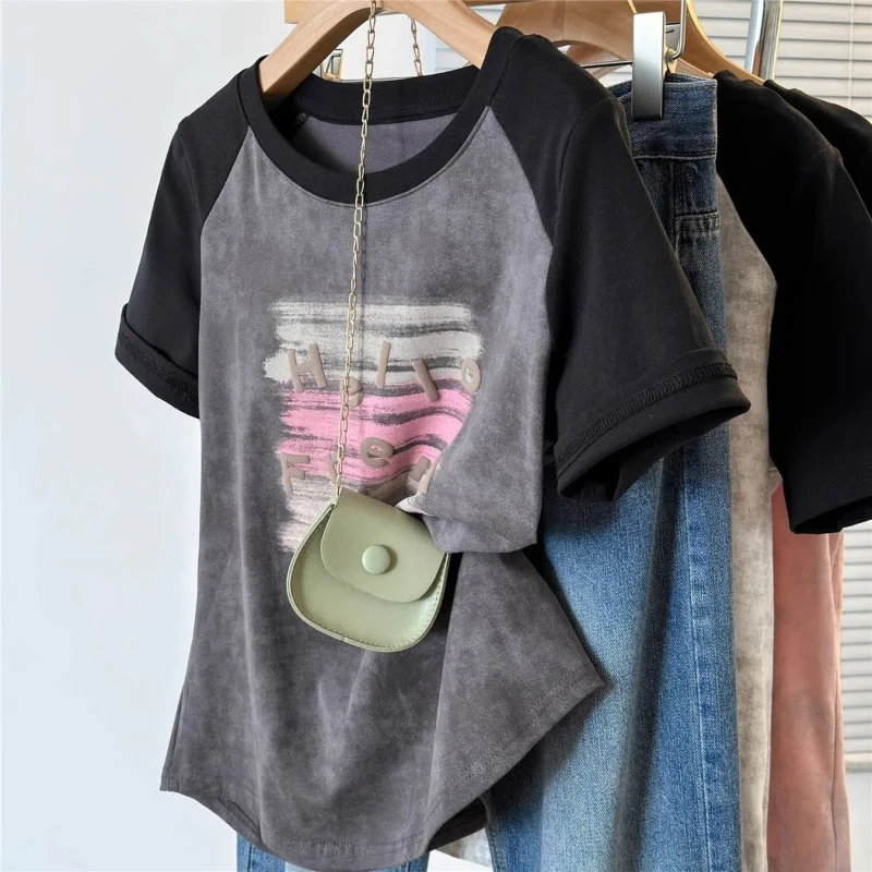 Youth Contrast Patchwork Street Casual Tops Summer New Short Sleeve Loose Print Fashion T Shirts Korean Vintage Women Clothing
Youth Contrast Patchwork Street Casual Tops Summer New Short Sleeve Loose Print Fashion T Shirts Korean Vintage Women Clothing