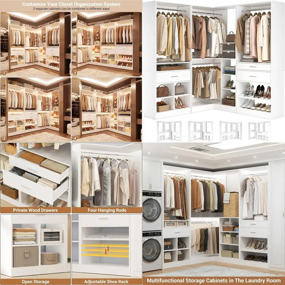 86" Closet System, ular Closets Organizer with 4 Hanging Rods and Storage Shelves, reestanding Adjustable Wood Clothes Garment R
86" Closet System, ular Closets Organizer with 4 Hanging Rods and Storage Shelves, reestanding Adjustable Wood Clothes Garment R