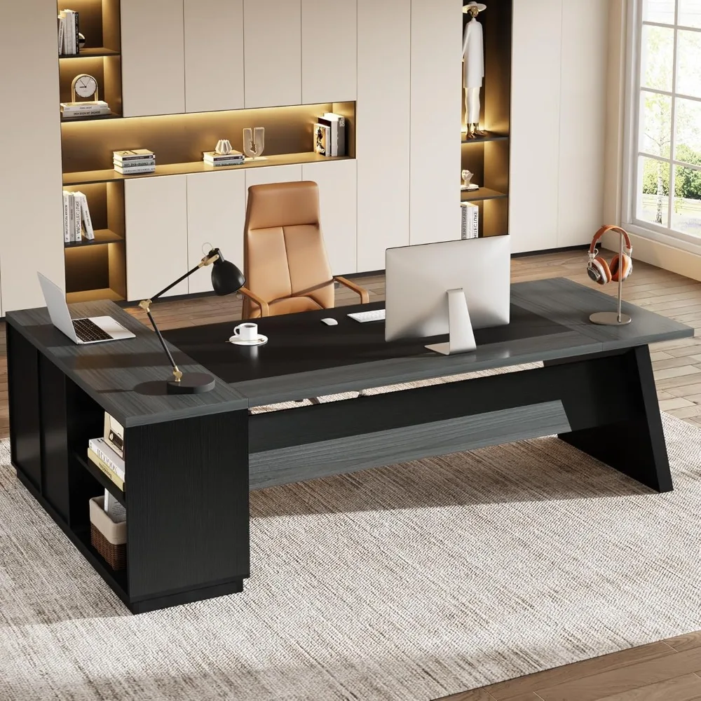 78" L-Shaped Executive Desk, Large Modern Office Desk with Drawers and Lateral File Cabinet, Business Furniture with Storage Sh
78" L-Shaped Executive Desk, Large Modern Office Desk with Drawers and Lateral File Cabinet, Business Furniture with Storage Sh