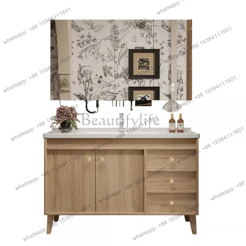 Log wind floor-to-ceiling bathroom cabinet, bathroom, ceramic integrated washbasin, washstand
Log wind floor-to-ceiling bathroom cabinet, bathroom, ceramic integrated washbasin, washstand