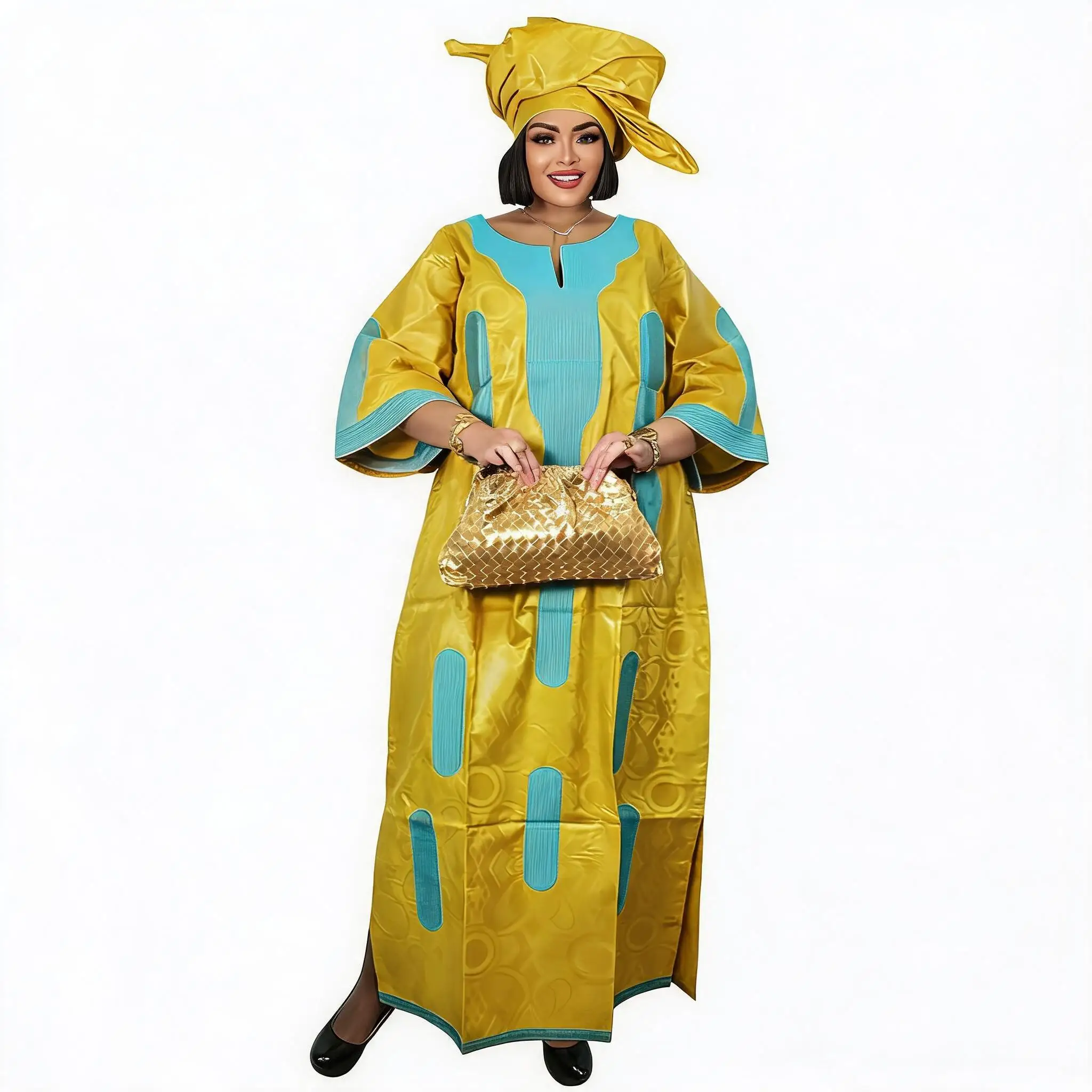 African Dresses For Women Plus Size Bazin Riche Embroidery Design Long Dress With Scarf
African Dresses For Women Plus Size Bazin Riche Embroidery Design Long Dress With Scarf