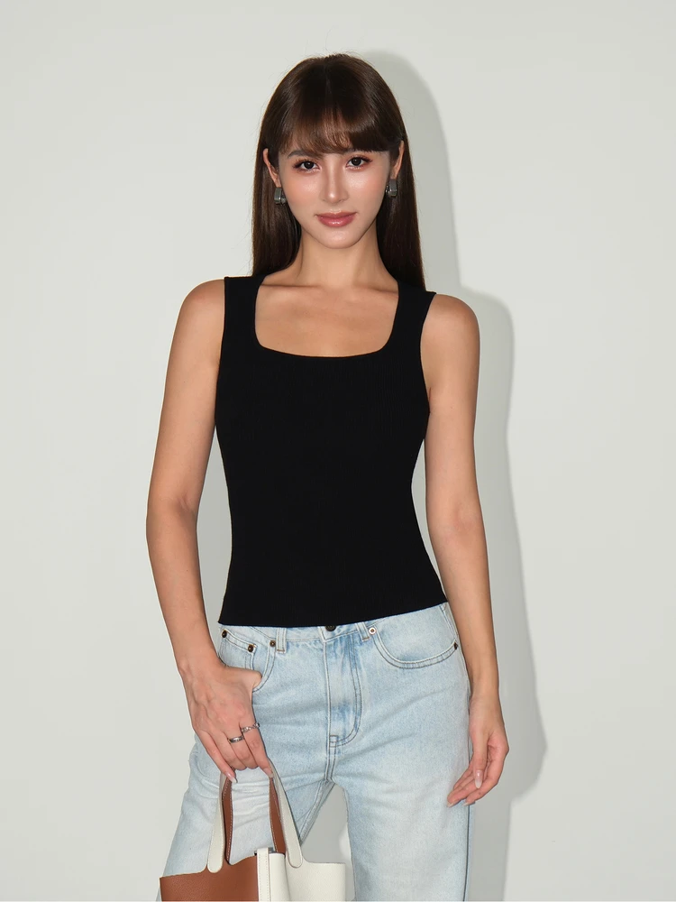 NEVA HU Women's Square Collar Sleeveless Knitted Vest Basic Style Summer Outerwear Slim Fit Vest Top Fashion Ladies' Clothing
NEVA HU Women's Square Collar Sleeveless Knitted Vest Basic Style Summer Outerwear Slim Fit Vest Top Fashion Ladies' Clothing